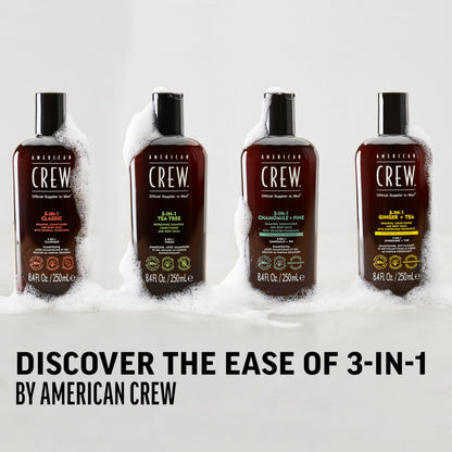AMERICAN CREW 3-in-1 Chamomile & Pine, Shampoo, Conditioner & Body Wash for Men, All-in-One Care with Calming and Relaxing Fragrance, 15.2 fl oz