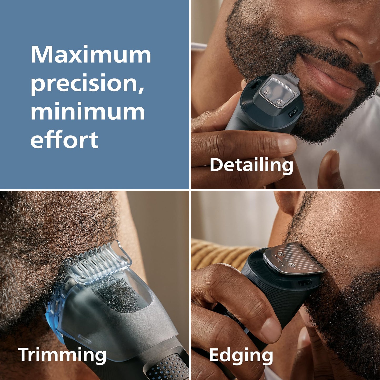 Norelco Philips Beard Trimmer 5000 Series, Men's Face Trimmer, 100% Waterproof BeardSense Tech, Precision Trimmer with Fading Combs, Self-Sharpening Blades, Hair Collector & Charging Stand, BT5785/40