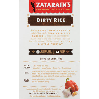 Zatarain's Rice Mix, Dirty Rice, Family Size, Gluten Free, No MSG Added, Long Grain White Rice, Onions and Bell Peppers with Cajun Seasonings, Made with Real Vegetables, 12 oz