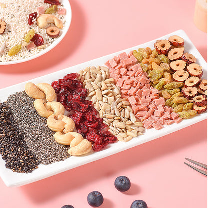 Lotus Root Powder Mix Chinese Soup,Chia Seeds And Nuts Brewing Lotus Root Starch,Sweet Snacks,low Calorie Healthy Instant Breakfast(17oz)