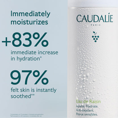 Caudalie Grape Water Moisturizing Face Mist - Soothing Organic Facial Spray to Instantly Hydrate and Strengthen the Skin Barrier, Safe for Sensitive Skin