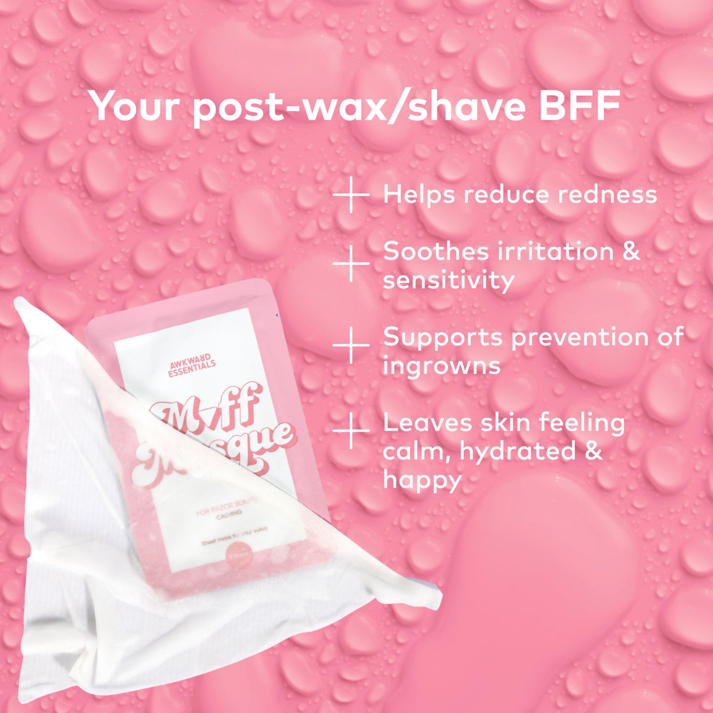 Awkward Essentials Muff Masque Moisturizing Plant-Based Vajacial Mask for Women, Hydrating Vulva Care Sheet Mask Relieves Vaginal Dryness, Itching & Hydrates Hair