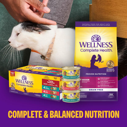 Wellness Complete Health Purrfect Duos, Cuts in Gravy, Adult Wet Cat Food, Natural, Protein-Rich, Grain-Free, 2.64 Ounce, 12 Pack, (Tuna & Cod Dinner Recipe)