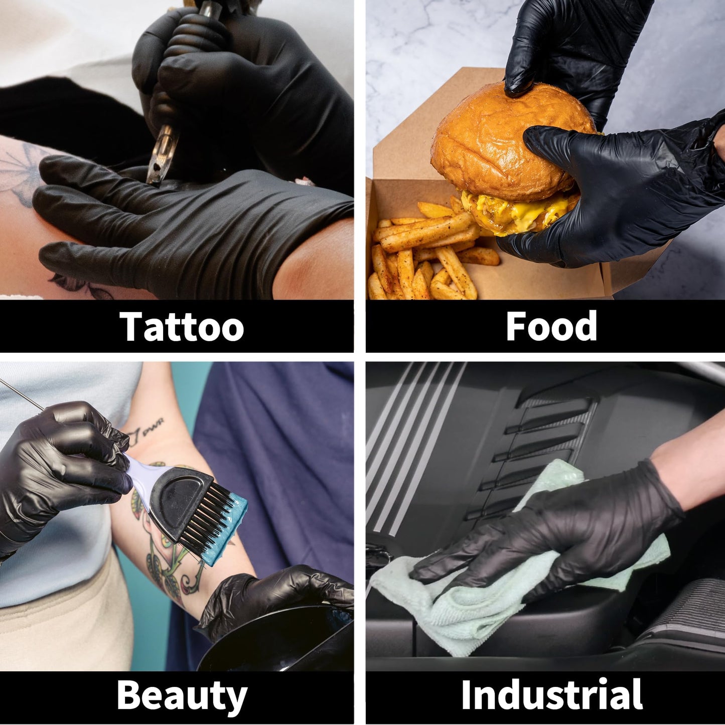 Intco Basic Disposable Medical Synmax Vinyl Exam Gloves- 4 mil Safty Glove 1000 pcs - Latex-Free & Powder-Free - SGBE 8003, Large (Case of 1000, Black)