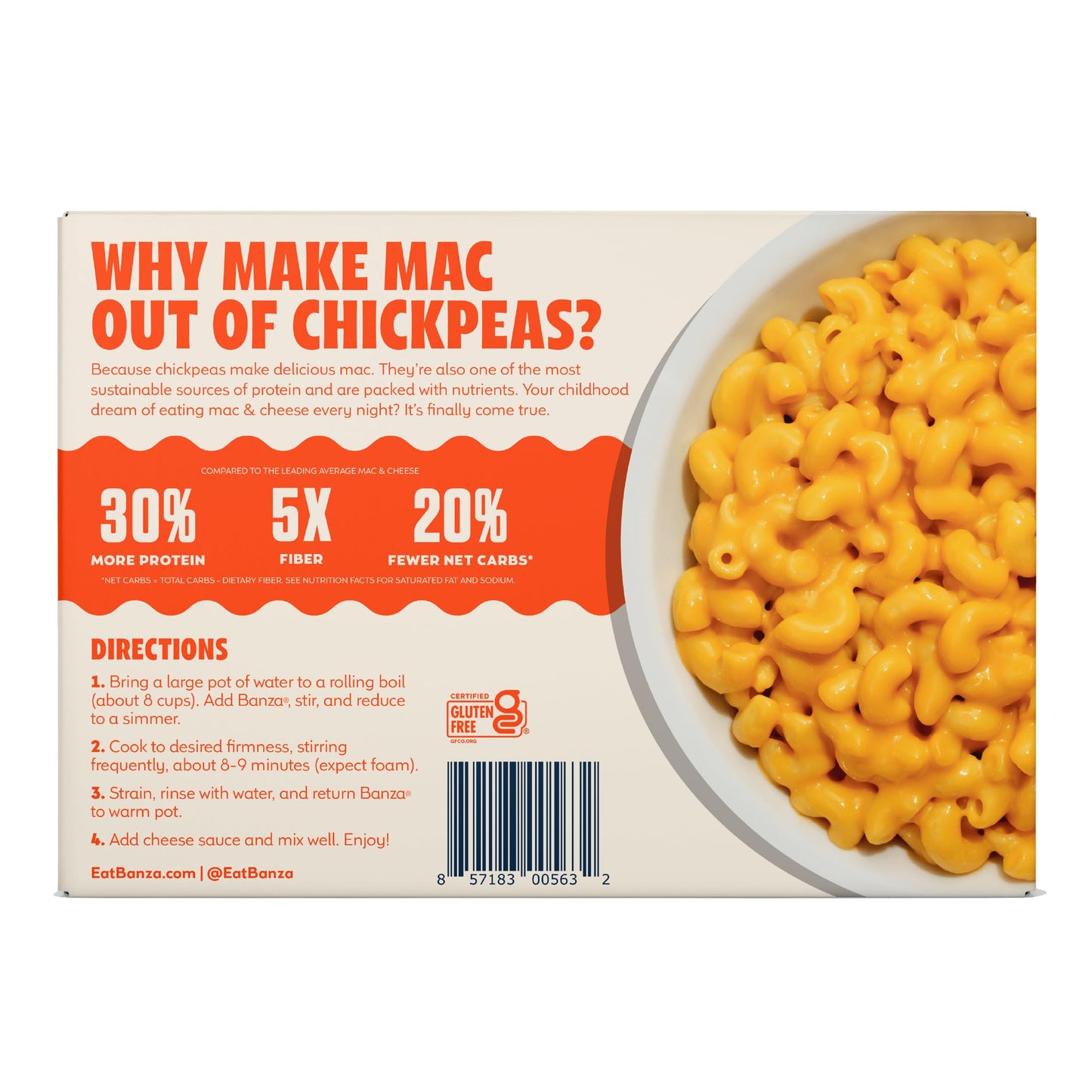 Banza Deluxe Elbows Mac and Cheese with Creamy Cheddar - High Protein, Gluten Free, and Lower Carb Deluxe Protein Mac and Cheese 11.0oz