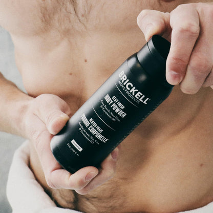 Brickell Men's Products Stay Fresh Body Powder for Men, Natural and Organic Talc-Free, Absorbs Sweat, Keeps Skin Dry, Unscented, 5 oz