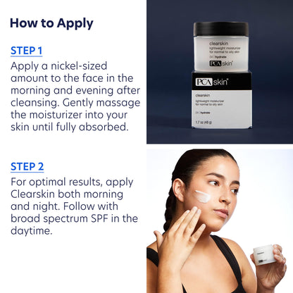 PCA SKIN Clearskin Lightweight Face Moisturizer for Oily Skin, Daily Hydrating Facial Moisturizer for Oily, Acne-Prone, and Sensitive Skin, Quick Absorbing, Reduces Discolorations, 1.7 oz Jar