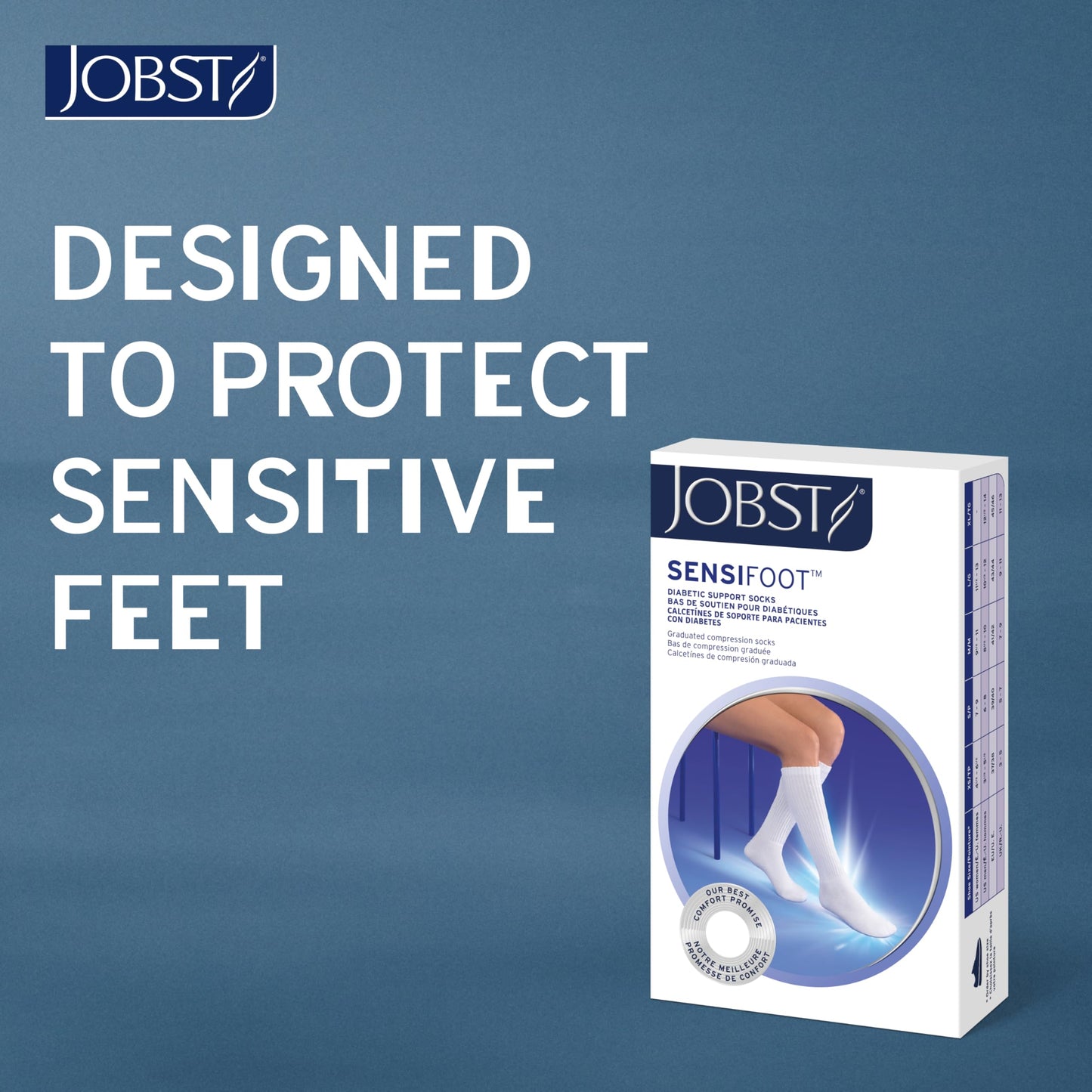JOBST SensiFoot Diabetic Compression Socks for Men and Women 8-15 mmHg with Seamless Toe and Moisture Management - Extra Padding in Toe, Foot, and Heel Area - Crew Length - Closed Toe - White, Large