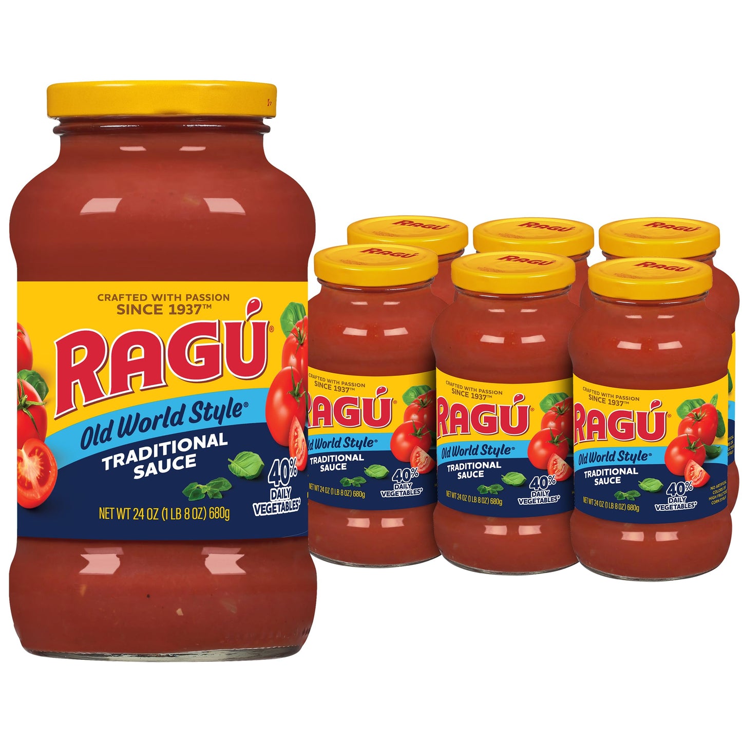 RAGÚ Old World Style Traditional Sauce, Perfect for Italian Style Meals at Home, 24 OZ (Pack of 6)