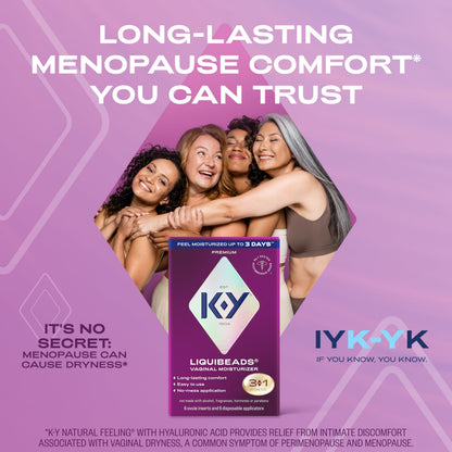 K-Y Liquibeads Silicone-Based Formula 6 Bead Inserts and 6 Applicators Vaginal Moisturizer & Lube for More Comfortable Sex For Men, Women and Couples (3 Pack)