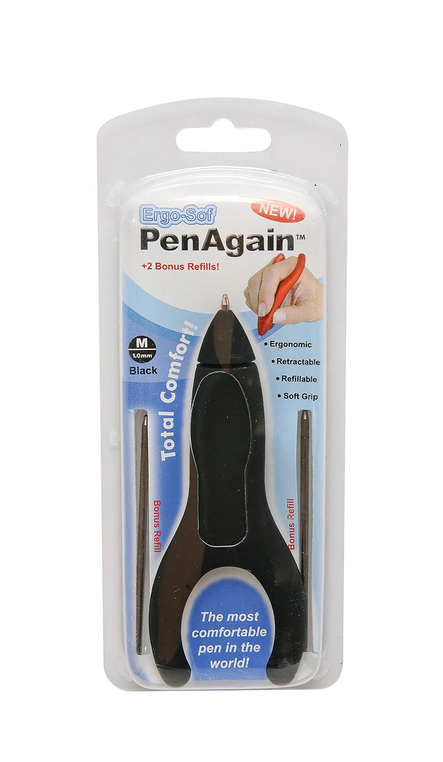 PenAgain ErgoSof Pen Ehlers-Danlos Arthritis Carpal Tunnel Pain Relief Black (00022)