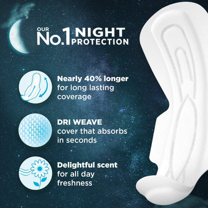 Whisper Ultra Night Sanitary Pads for Women, XXXL 4 Napkins