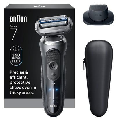 Braun Electric Shaver for Men, Series 7 7120s, Wet & Dry Shave, Turbo & Gentle Shaving Modes, Waterproof Foil Shaver, with Precision Trimmer, Space Grey