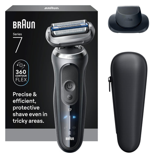 Braun Electric Shaver for Men, Series 7 7120s, Wet & Dry Shave, Turbo & Gentle Shaving Modes, Waterproof Foil Shaver, with Precision Trimmer, Space Grey