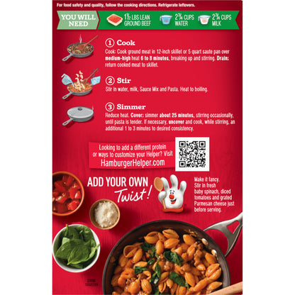 Hamburger Helper Cheesy Italian Shells Value Size Pasta Meal (9.9 oz - 6 Pack) No Artificial Flavors, Ready in 3 Easy Steps, Quick Meals for Midweek Dinners, Busy Evenings & Families On-the-Go