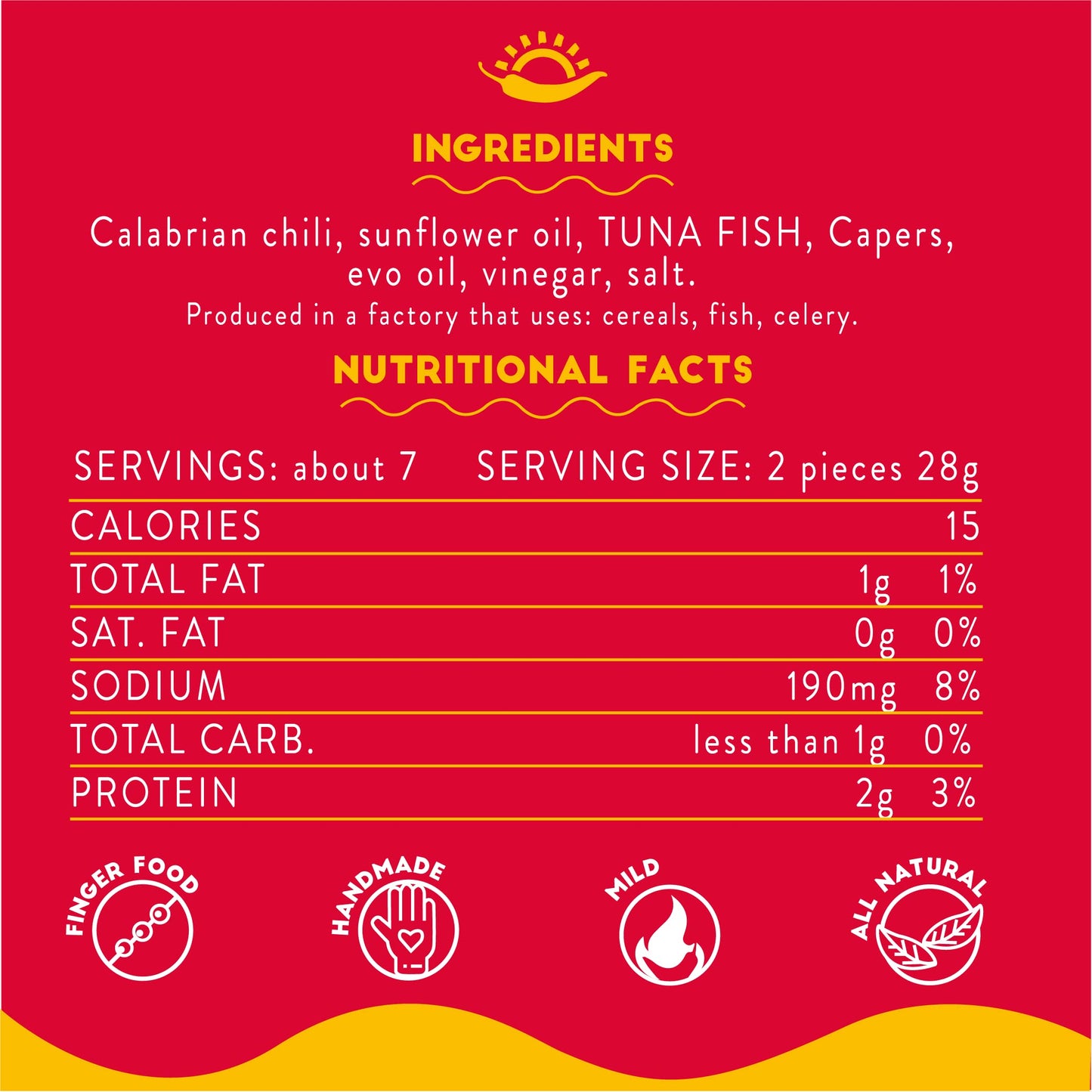 TUTTOCALABRIA, PepperO Cherry Peppers Stuffed with Italian Tuna, Great for Antipasti Appetizers, 280g