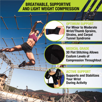 Pro-Tec Athletics 3D Flat Wrist Support, Wrist Brace, Compression Wraps, Pain Relief, Adjustable, Men & Women, Carpal Tunnel Pain Relief, Easy to Use, Working Out