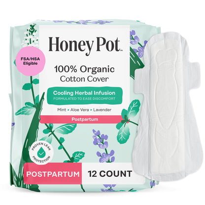 The Honey Pot Company - Postpartum Pads, Sensitive Feminine Wash & Wipes Bundle - Herbal Infused & PH Balanced Natural Hygiene Feminine Products - Postpartum Essentials - Feminine Care
