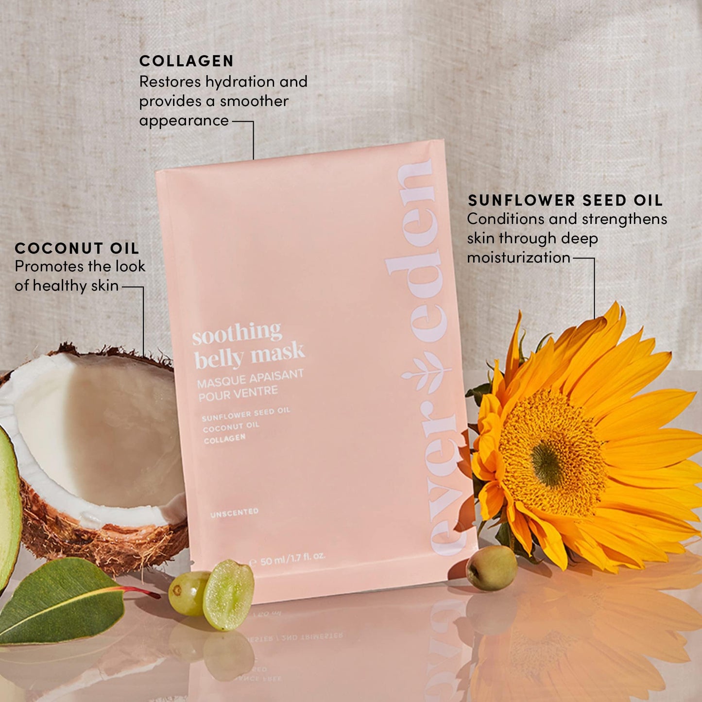 Evereden Soothing Belly Mask for Stretch Marks - One Size | 1 count | Belly Mask for Pregnancy | Clean Pregnancy Skincare | Non-toxic and Fragrance Free | Valentine Gifts for Women