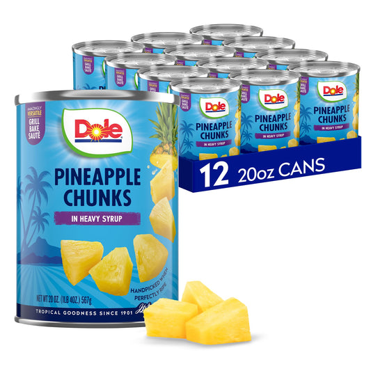 Dole Pineapple Chunks in Heavy Syrup - Dole Canned Fruit - Rich Source of Vitamin C - 20 oz Can - 12 Pack
