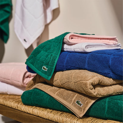 Lacoste Croc Scale 100% Cotton Towels – Highly Absorbent & Quick Drying, Premium Super Soft Bath Towel, Bathroom Essential, Gift for All Occasions, Machine Washable, Surf Blue, 13" x 13" Wash Cloth