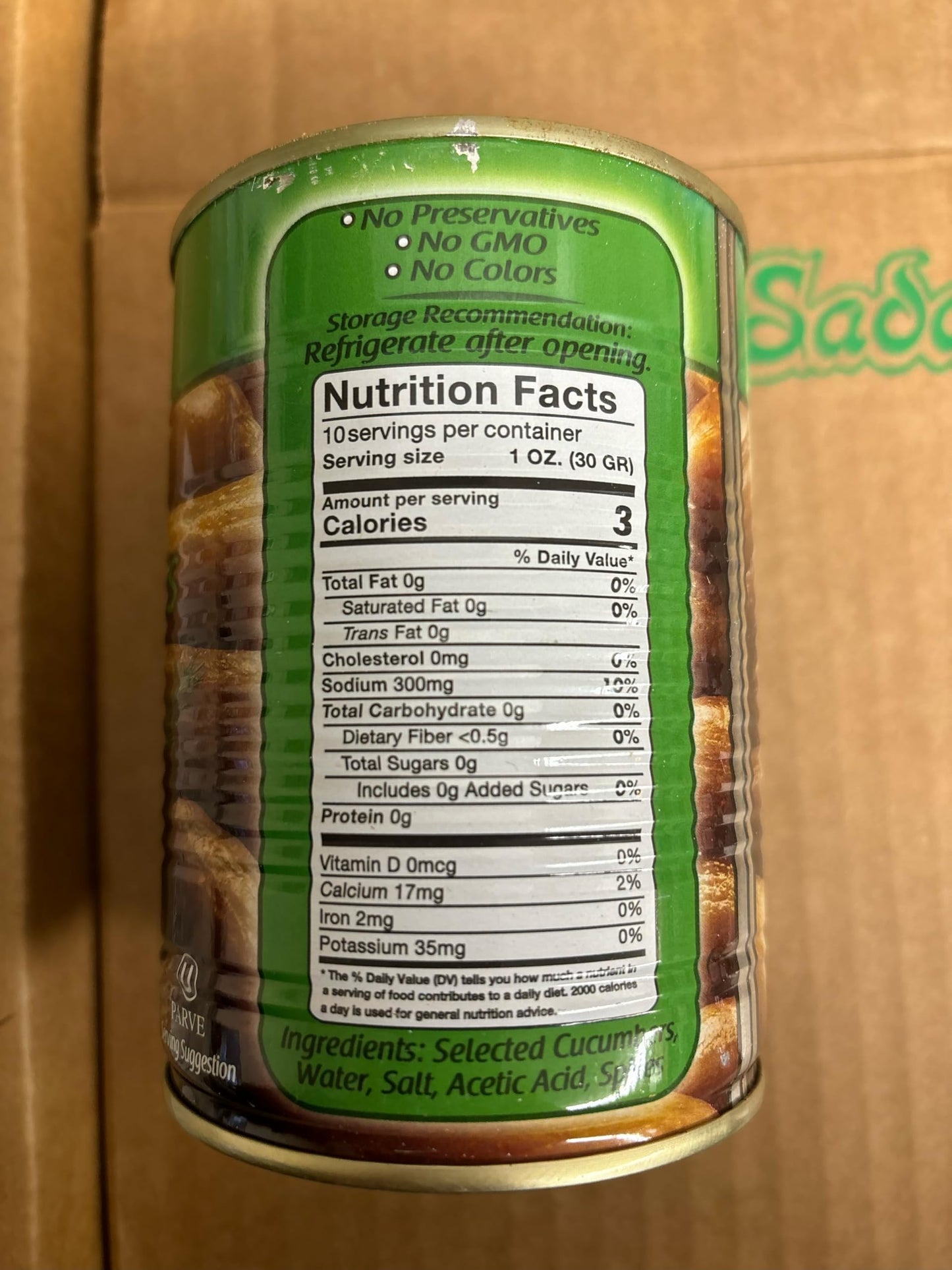 Sadaf Pickled Cucumbers in Brine - Pickled Cucumbers for Cooking & Food Flavoring - Pepinos en Salmuera - Persian Cuisine - Kosher - Non-GMO - 19 Oz Can