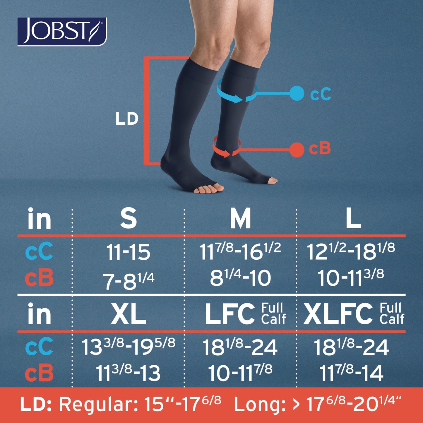 JOBST forMen Compression Socks 15-20 mmHg Knee High, with SoftFit Band, Open Toe, Navy, Medium