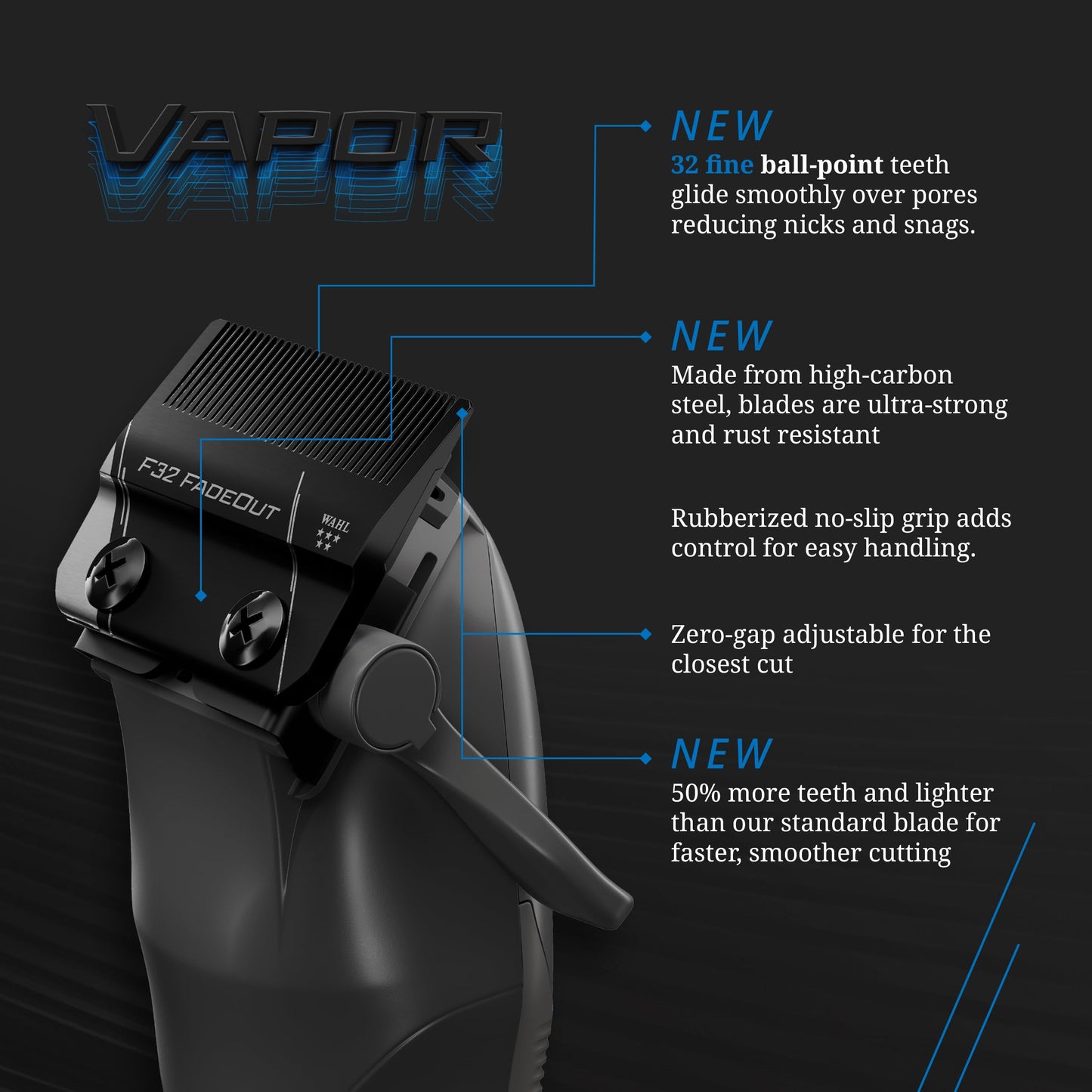 Wahl Professional 5-Star Vapor Clipper with F32 Fadeout Adjustable Balding Blade, Adaptable Speed Control, Cord/Cordless