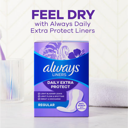 Always Daily Extra Protect Liners, Long Length, Unscented Panty Liners, 544 Count (Pack of 2)