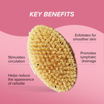 Skin Gym Bamboo Dry Body Brush, Natural Bristle Exfoliating Tool for Smooth, Radiant Skin