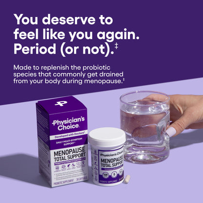 Physician's CHOICE Menopause Probiotic Supplement for Women - Supports Hormone Balance, Hot Flashes, Night Sweats, Weight Management, Bloating & Gut Health - with Black Cohosh, Resveratrol+ - 30ct