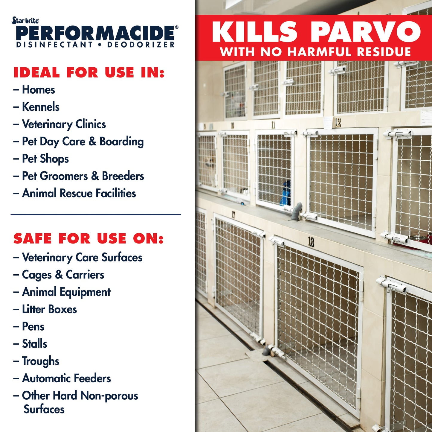 PERFORMACIDE Kills Parvo - No-Rinse Disinfectant, Deodorizer for Pet Surfaces - Kills Parvovirus, Ringworm, Feline Calicivirus, Avian Influenza (Bird Flu), Naturally Dissipates - 3 pk Gallon Kit