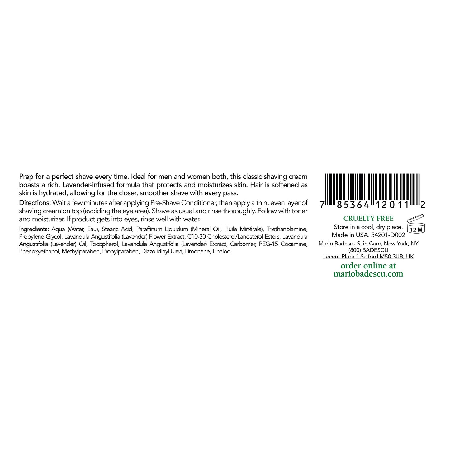 Mario Badescu Shaving Cream for Women and Men - Classic, Unisex Non-Foaming Shave Cream Formula Infused with Lavender Oil and Vitamin E - Helps Prep, Protect and Moisturize for a Closer Shave