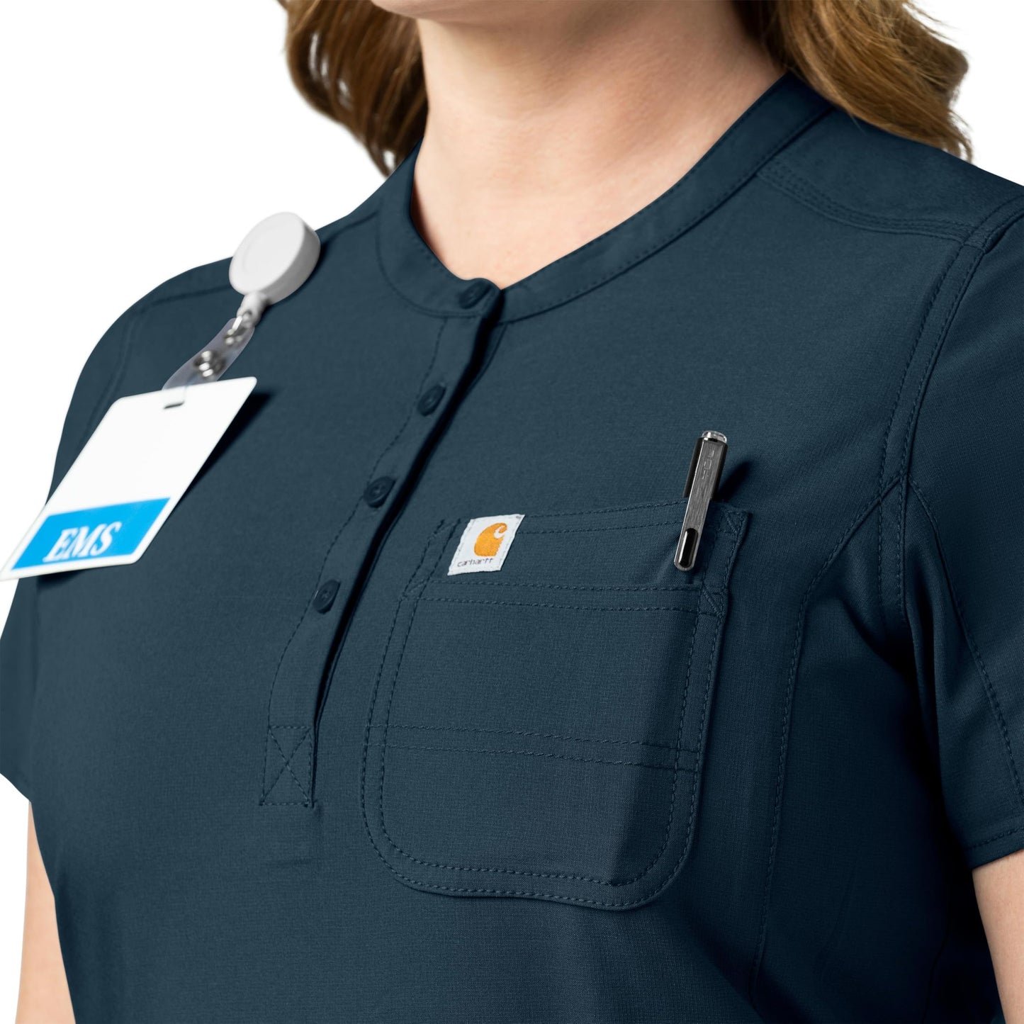 Carhartt Scrubs C12910 Women's Force® Cross-Flex Modern-Fit Henley Tuni