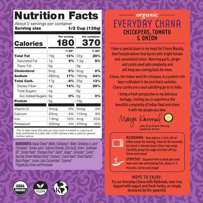 MAYA KAIMAL Organic Everyday Chana with Tomato + Onion, 10 OZ