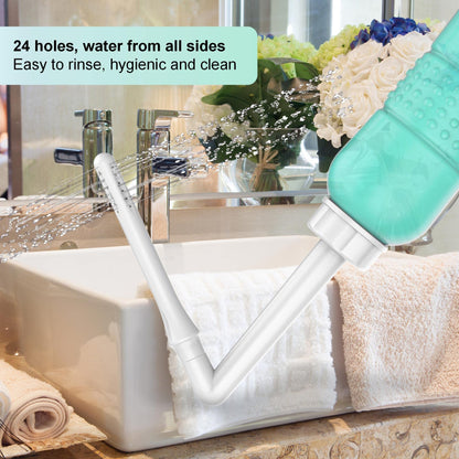 2PCS-Pack 2IN1 Intimate Wash for Women,2 Nozzle（Short+Long）,Portable Bidet Travel Bidets with Waterproof Cap + Storage Bag,Peri Bottle for Postpartum Care (Pink+Green)