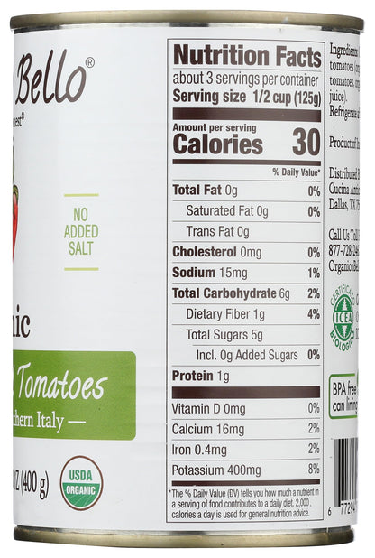 ORGANICO BELLO Organic Diced Tomatoes, 14.28 OZ