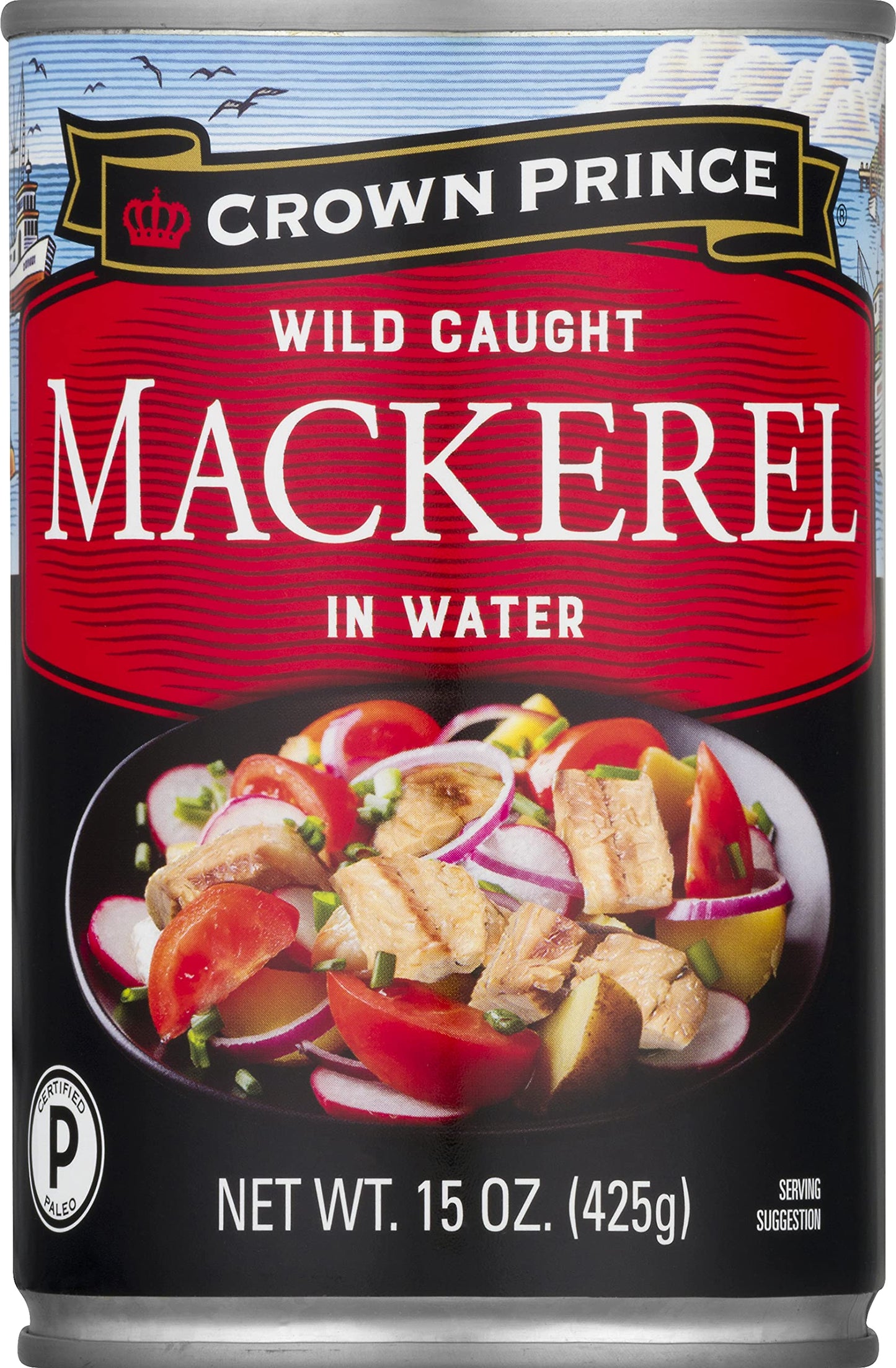 Crown Prince Mackerel in Water, 15-Ounce Cans (Pack of 12)
