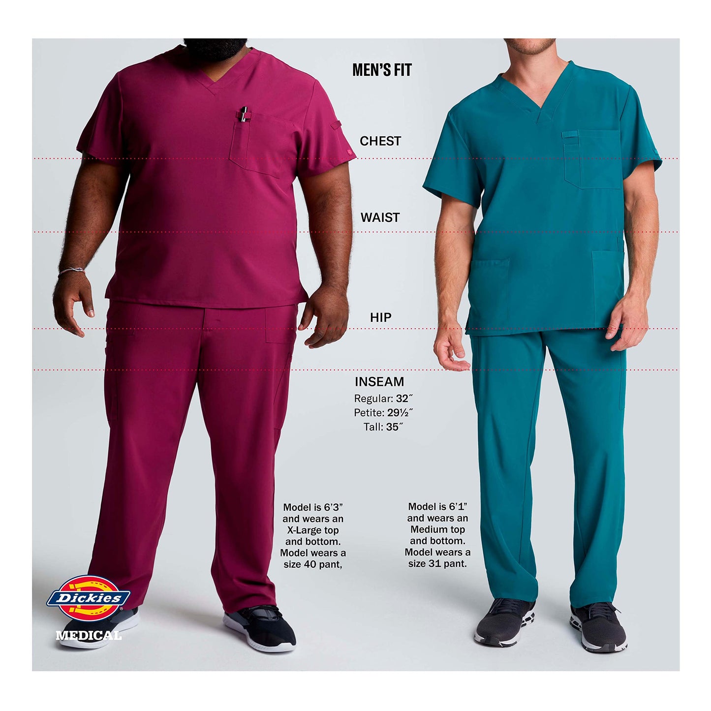 Dickies mens EDS Signature V-Neck Scrub Top Grey X-Large