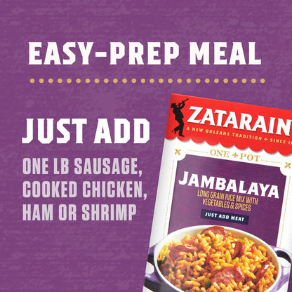 Zatarain's Rice Mix, Jambalaya, Long Grain Rice with Onions, Bell Peppers, Garlic, Paprika, and Red Peppers, Just Add Meat for Easy-Prep, New Orleans Style Rice Meal, 8 oz