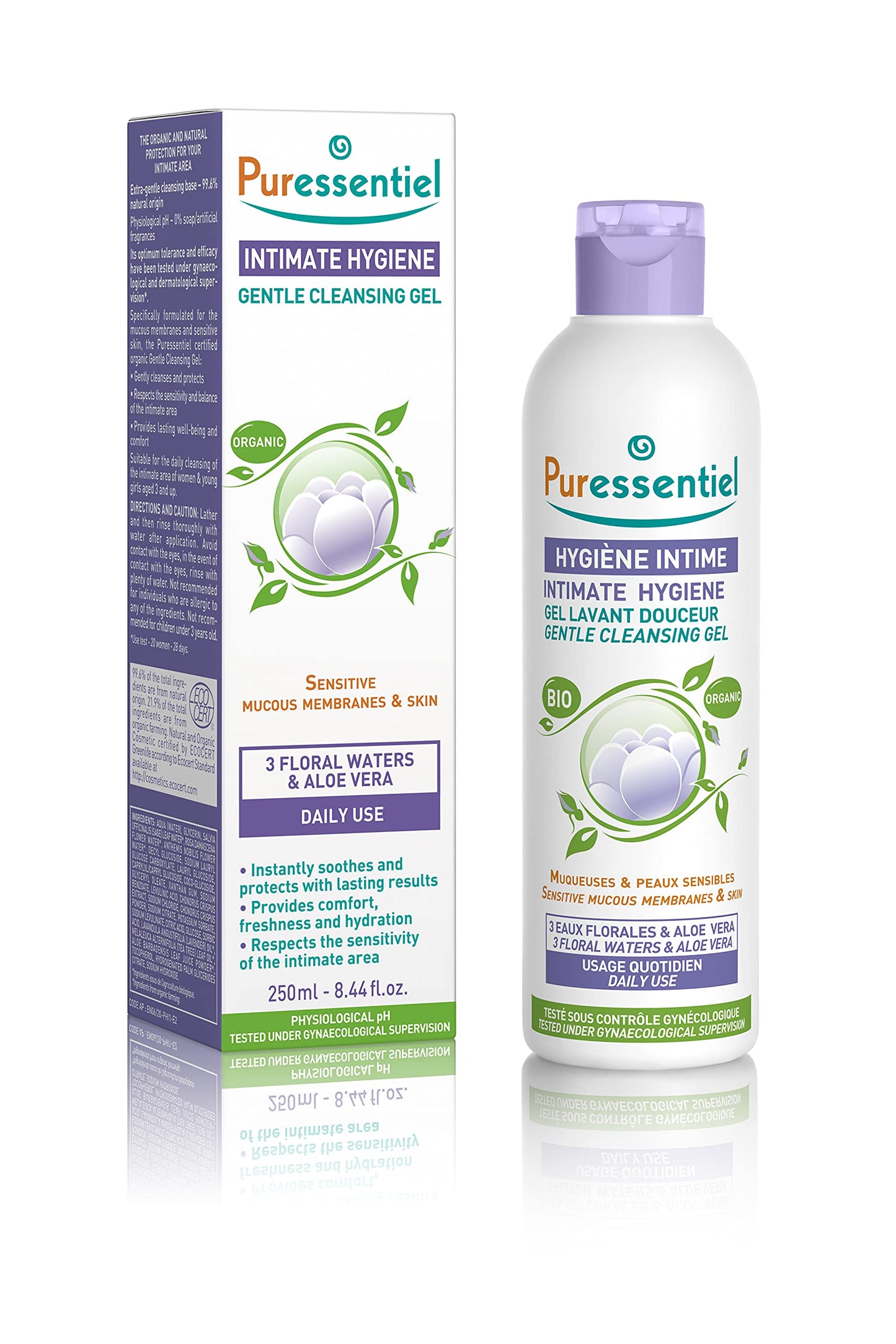 Puressentiel Feminine Wash Ph Balance Vaginal Cleanser Gel for Womens Hygiene - 99.6% Natural Origin, Organic, Vegan, Eco-Certified, Made in France, 8.4 fl oz