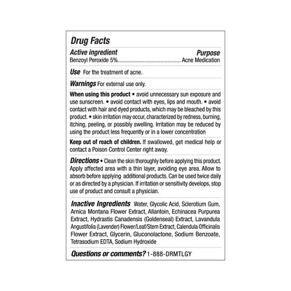 DRMTLGY Acne Spot Treatment and Cystic Acne Treatment. Acne Serum with Micronized Benzoyl Peroxide 5% and Glycolic Acid. 1.1 oz, 2 pack