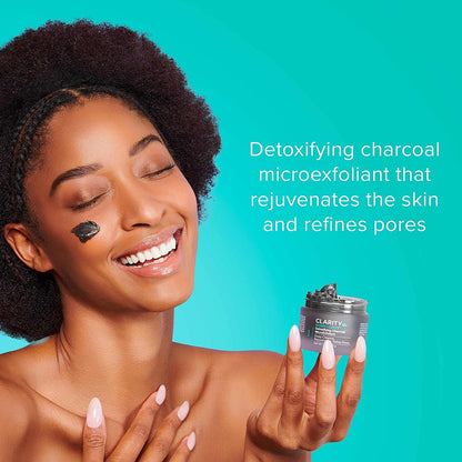 ClarityRx Down + Dirty Detoxifying Charcoal Based Exfoliating Face Wash, Natural Facial Scrub Micro Exfoliant for Oily Skin, Paraben Free, Cruelty Free