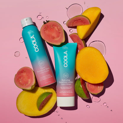 COOLA Organic Sunscreen SPF 50 Sunblock Spray, Dermatologist Tested Skin Care for Daily Protection, Vegan and Gluten Free, Guava Mango