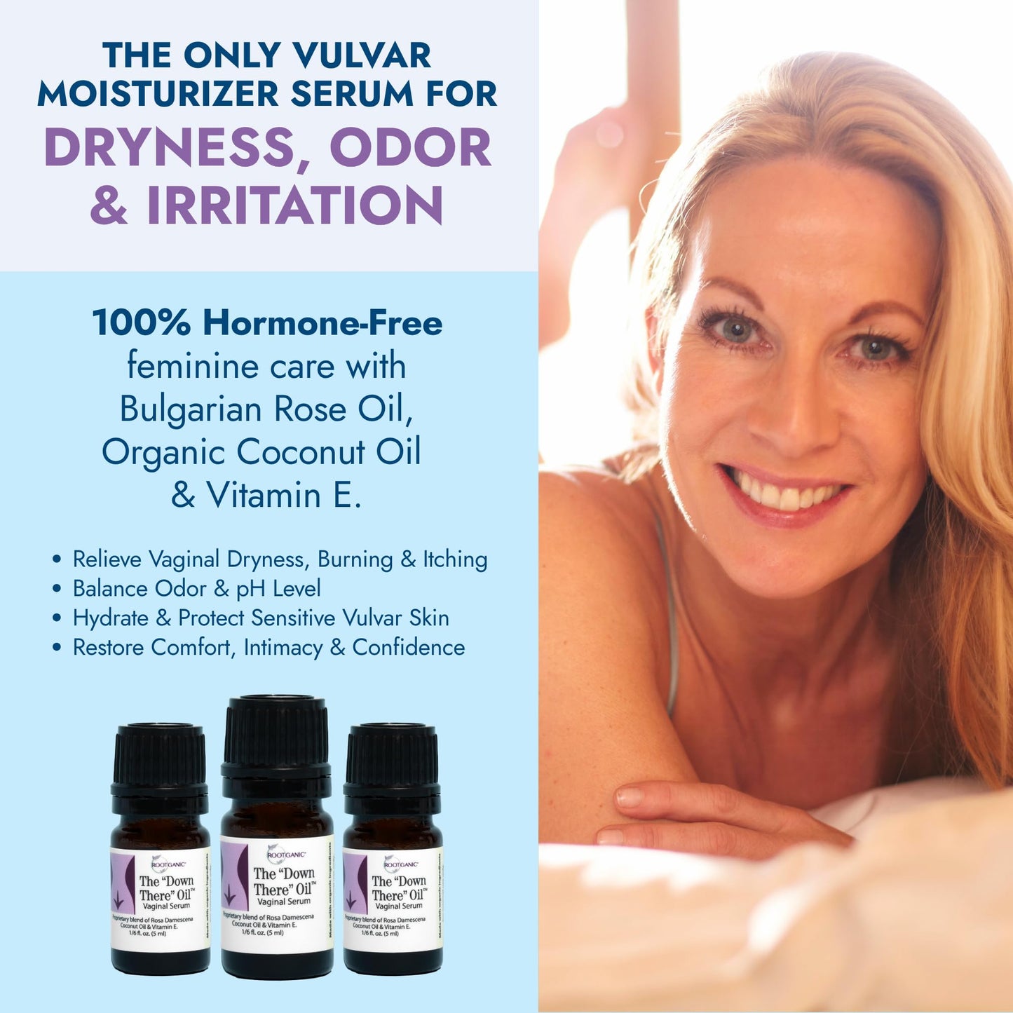 Down There Oil - External Intimate V Support for Dryness, Moisturization, Comfort and Confidence - Great for Daily Use - Estrogen-Free Intimate Oil for Feminine Care - 5 ml