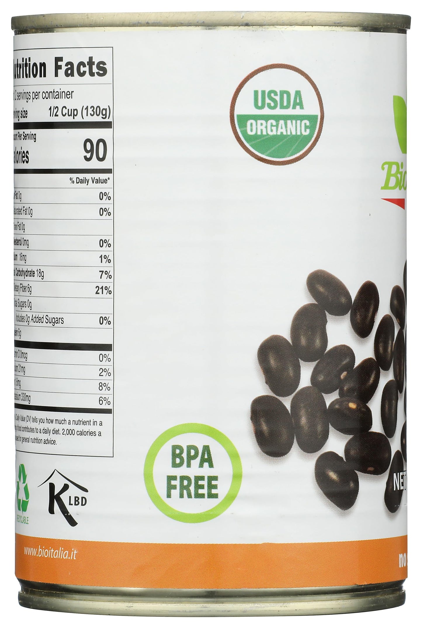 Bioitalia Organic Black Beans, 14 oz