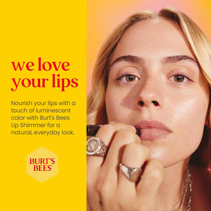 Burt's Bees Lip Balm Spring Gifts, 3 Nourishing Lip Care Shimmers for All Day Glow, Kissable Color Spring Gift Set -Peony, Fig & Rhubarb (Packaging May Vary)