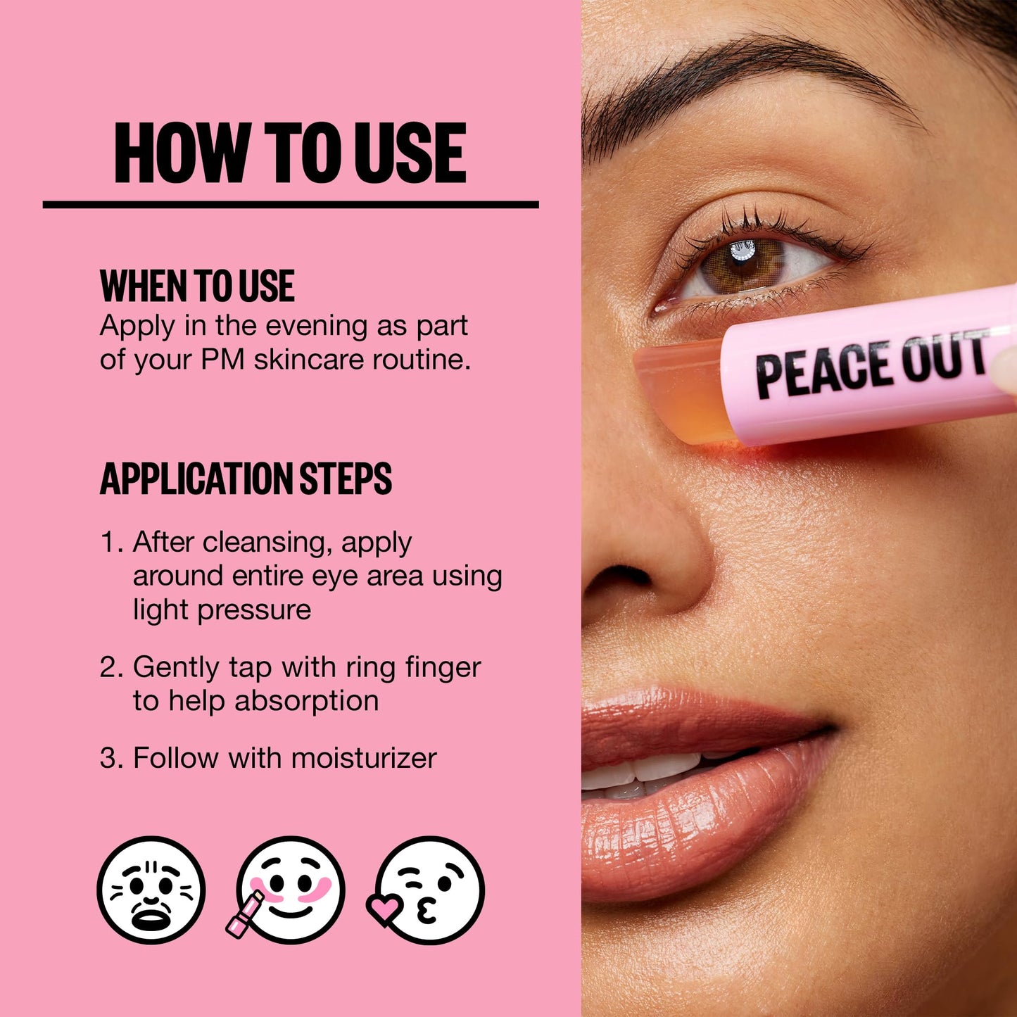 PEACE OUT Retinol Eye Jelly Stick, Under Eye Treatment for Hydration, Fine Lines & Wrinkles, with Encapsulated Retinol, Peptides & Squalane for Smoother Looking Under Eyes, 0.14 oz