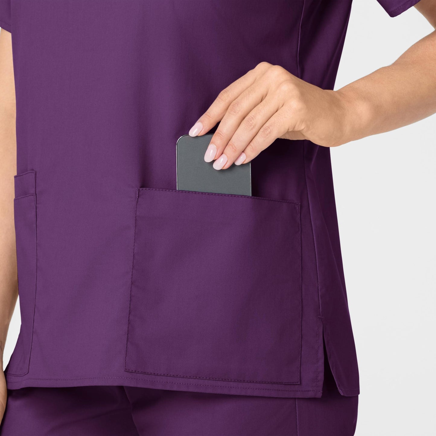WonderWink Women's Wonderwork V-Neck Scrub Top, Eggplant, 3X-Large