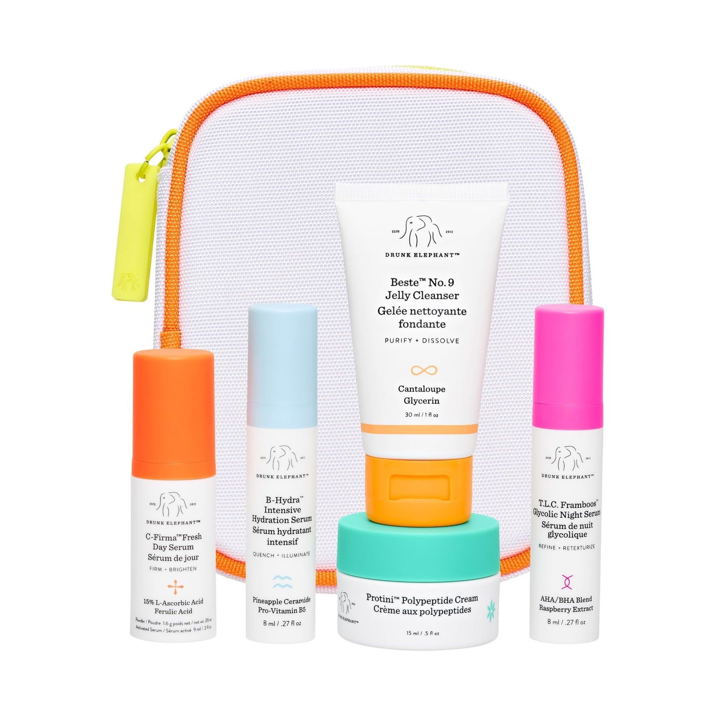 Drunk Elephant The Littles Kit - 5 Travel-Friendly A.M. and P.M. Essentials - Clean Clinical Skincare - Cruelty-Free - Dermatologist-Tested - Free of Essential Oils, Silicones, and Fragrance